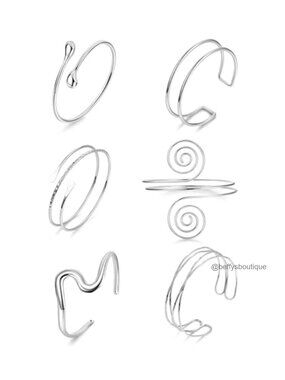 6 Piece Upper Arm Cuff Bracelet Set Metal Minimalist Open Cuff Bangles